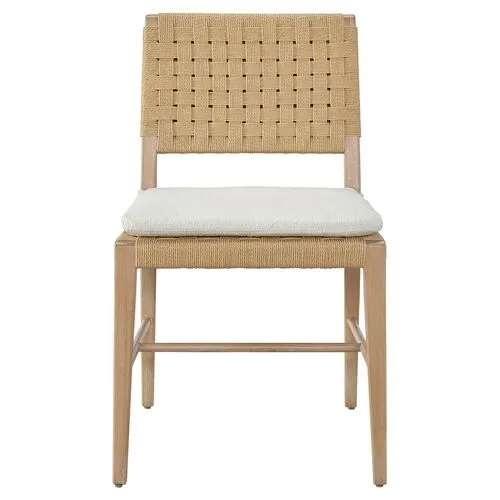 Set of 2 Avani Side Chairs - Natural Oak/Ivory - Brown