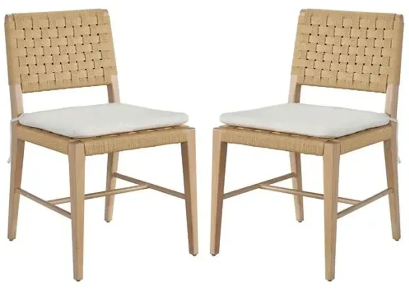 Set of 2 Avani Side Chairs - Natural Oak/Ivory - Brown