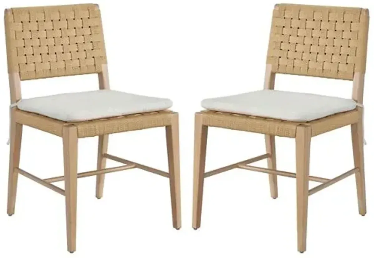 Set of 2 Avani Side Chairs - Natural Oak/Ivory - Brown