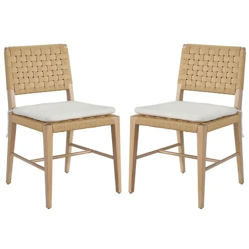 Set of 2 Avani Side Chairs - Natural Oak/Ivory - Brown