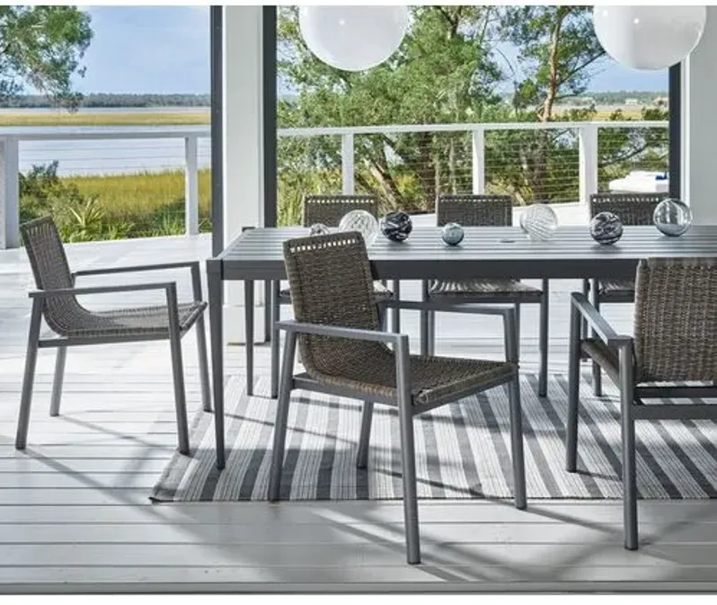 Coastal Living Peta Outdoor Dining Chair - Carbon/Brown - Gray