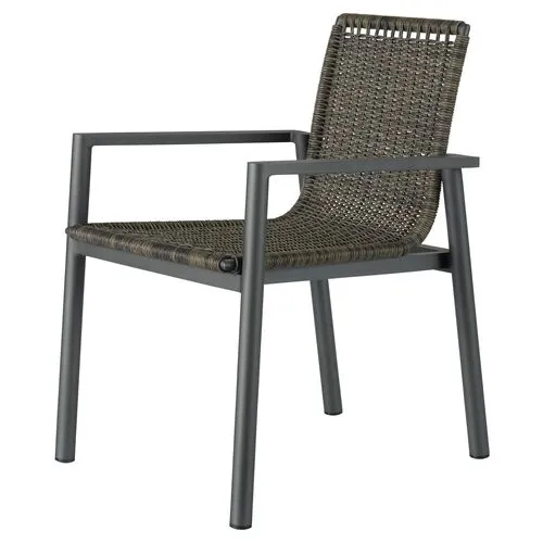 Coastal Living Peta Outdoor Dining Chair - Carbon/Brown - Gray