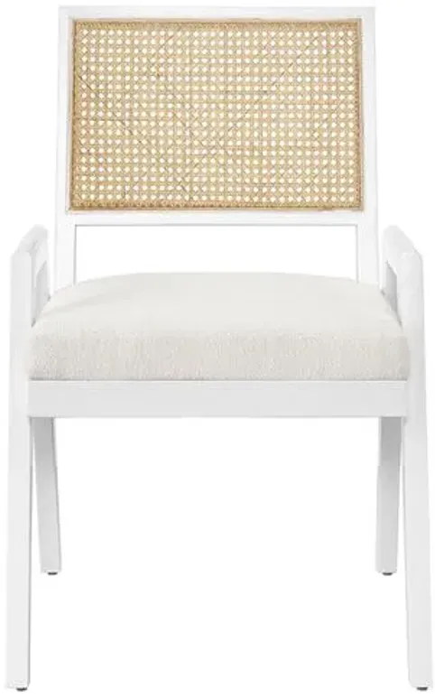 Set of 2 Avani Arm Chairs - White/Cane