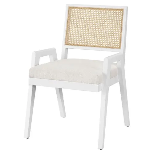 Set of 2 Avani Arm Chairs - White/Cane