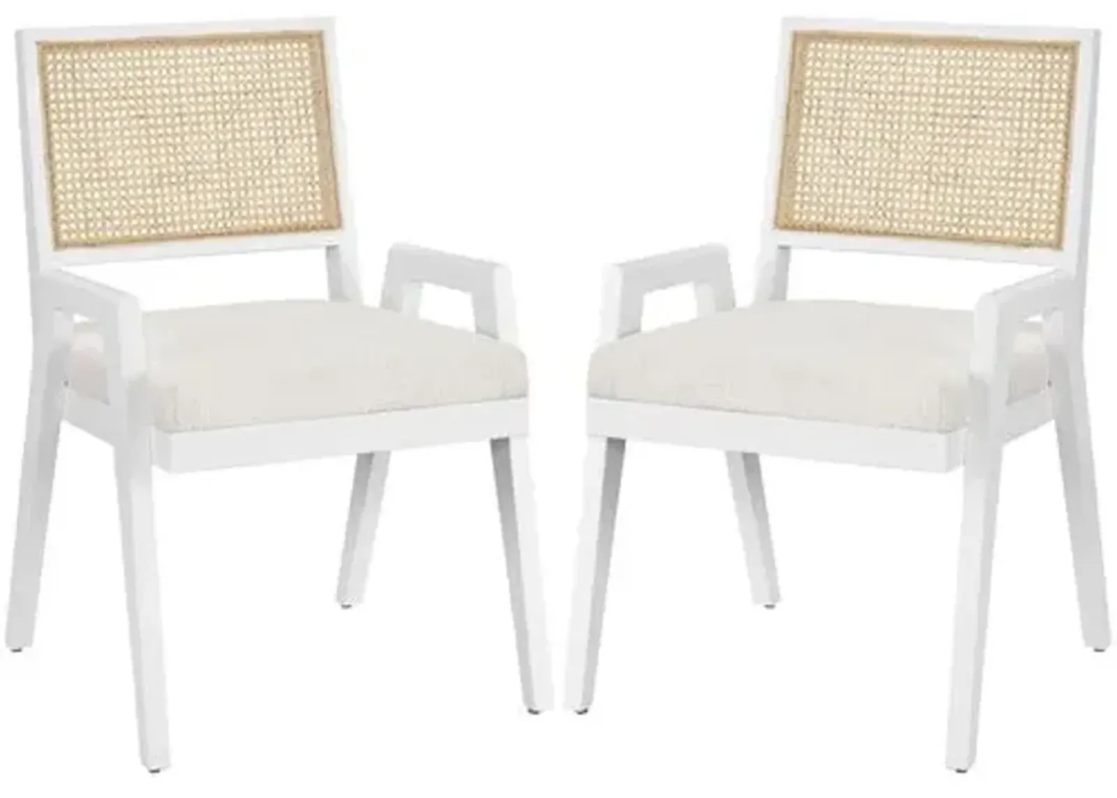 Set of 2 Avani Arm Chairs - White/Cane