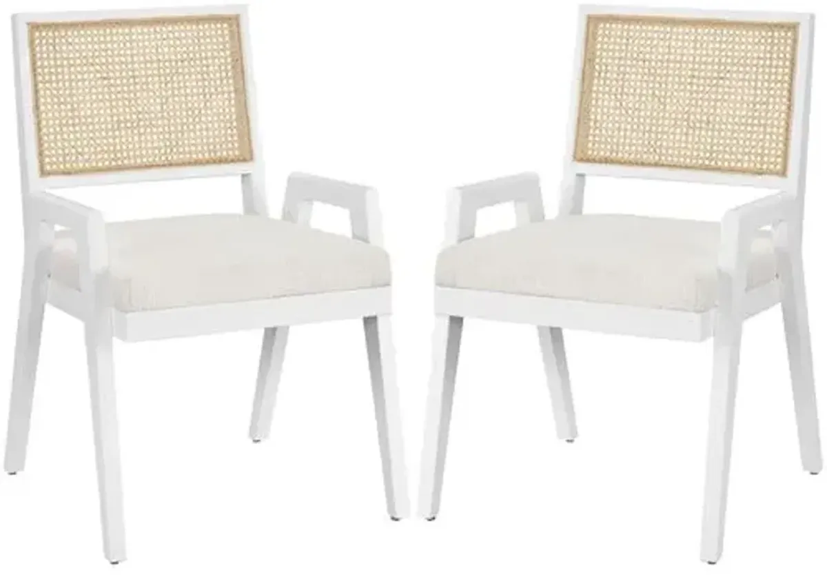 Set of 2 Avani Arm Chairs - White/Cane