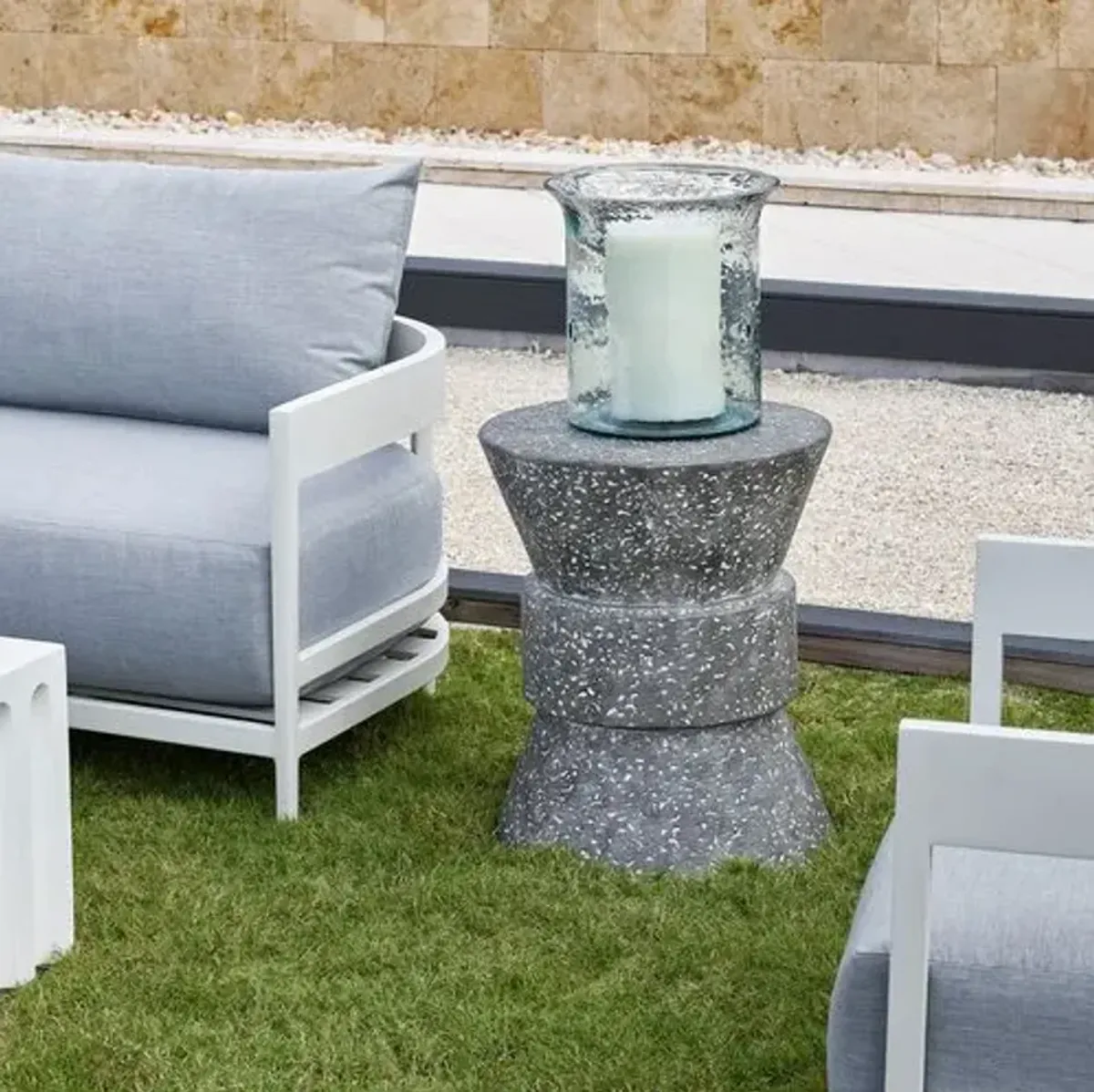 Coastal Living Judah Outdoor Accent Table - Speckled Gray - 22H x 18W x 18D in