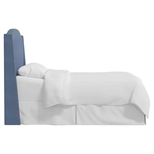 Cole Wingback Headboard - Linen - Blue