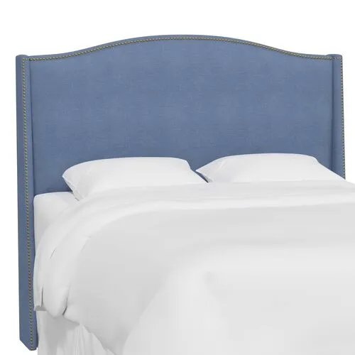 Cole Wingback Headboard - Linen - Blue