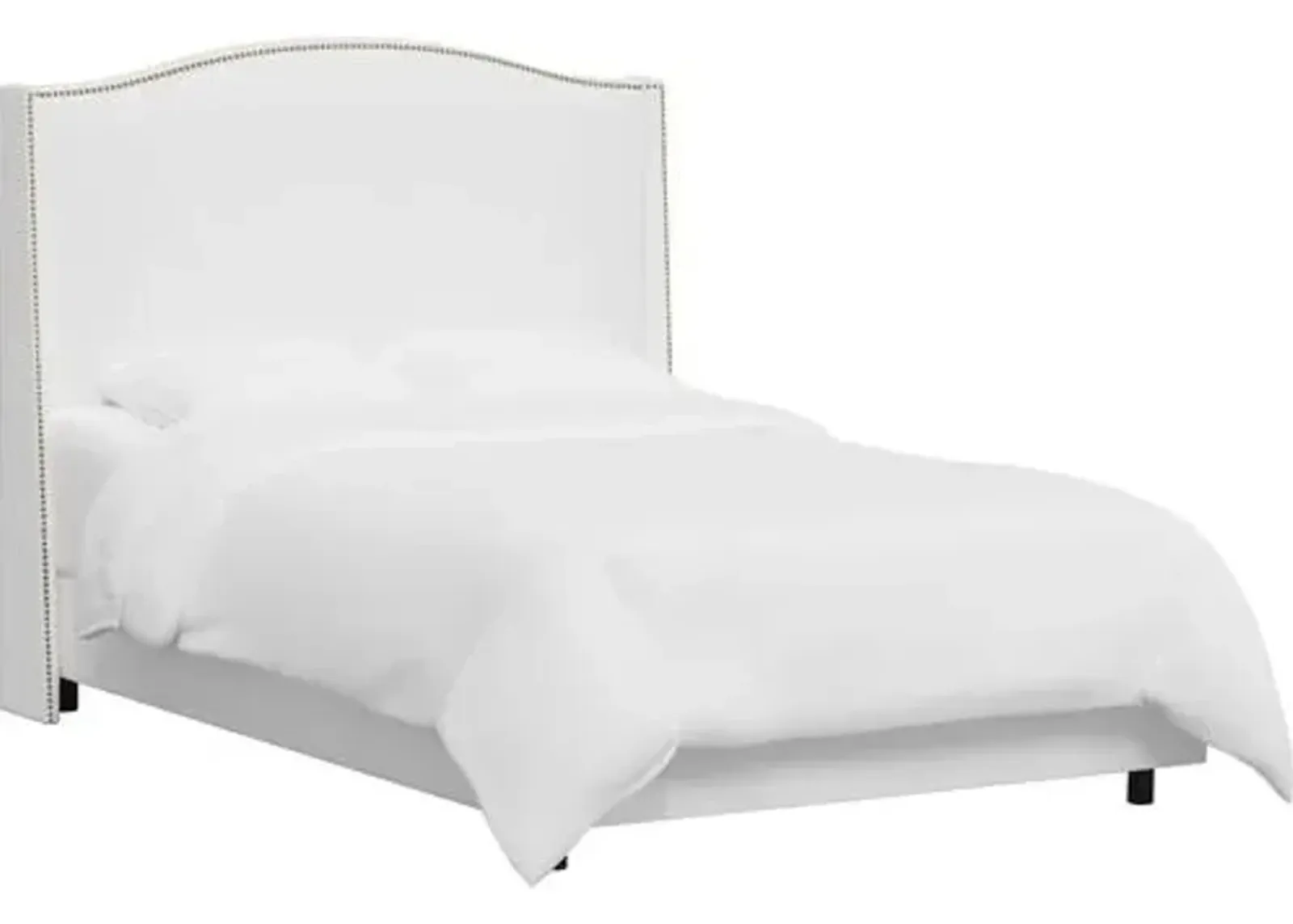 Cole Wingback Bed - Linen - White, Comfortable, Durable