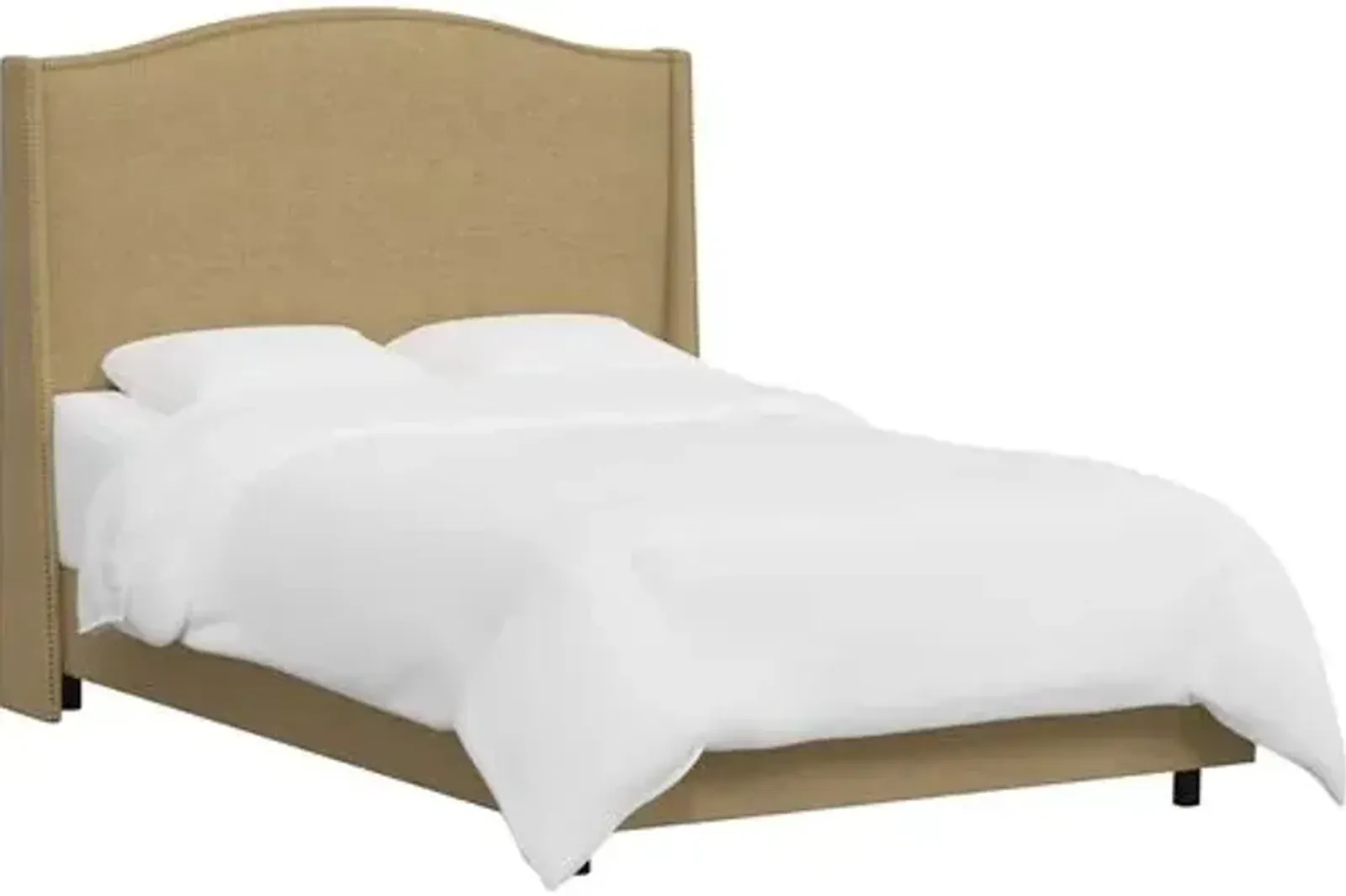 Cole Wingback Bed - Linen - Beige, Comfortable, Durable