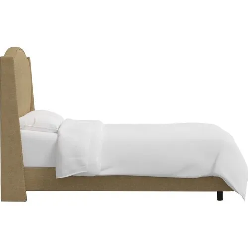 Cole Wingback Bed - Linen - Beige, Comfortable, Durable