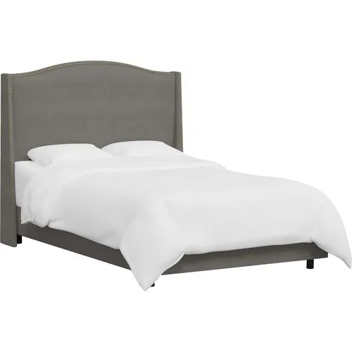 Cole Wingback Bed - Linen - Gray, Comfortable, Durable