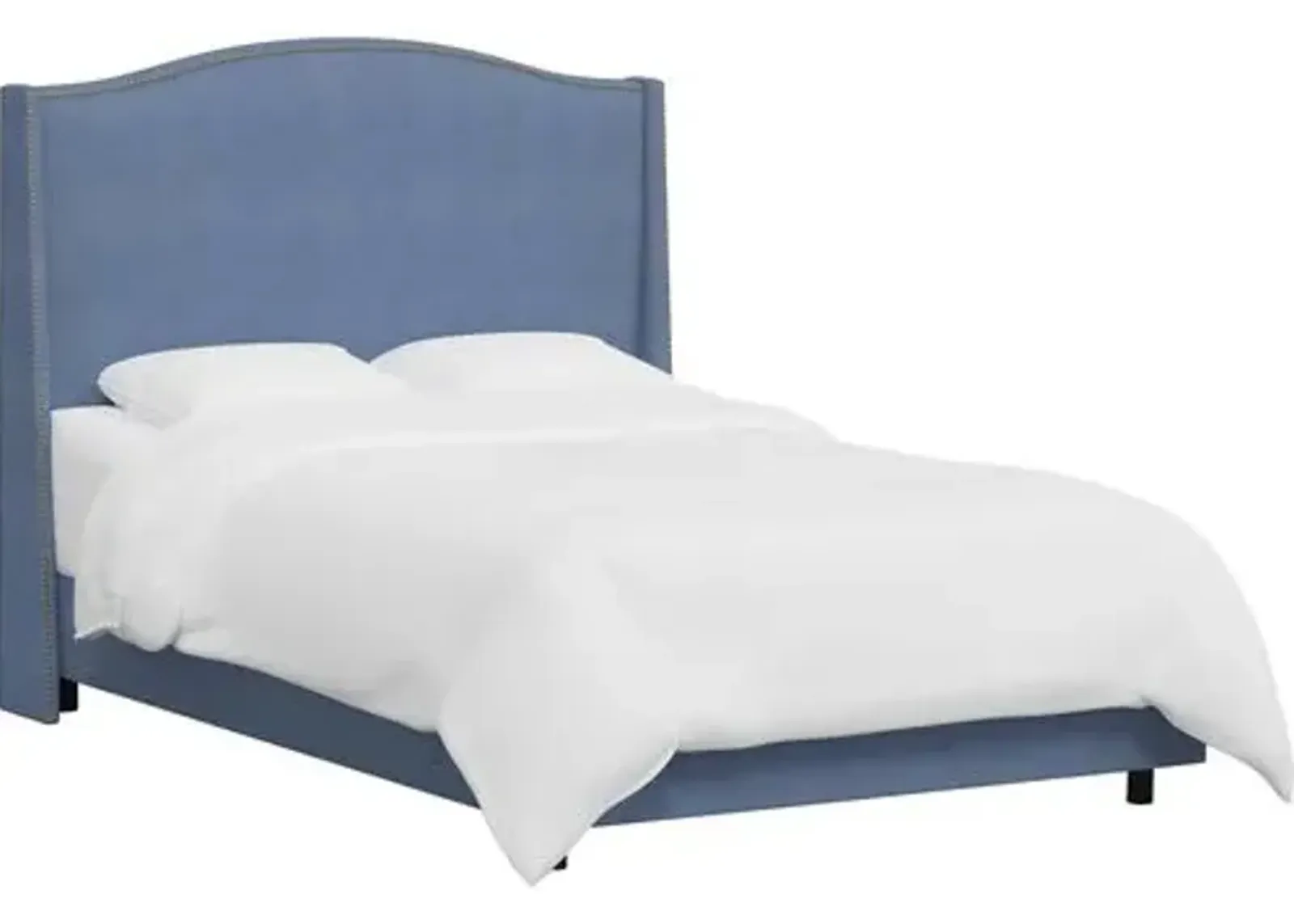 Cole Wingback Bed - Linen - Blue, Comfortable, Durable