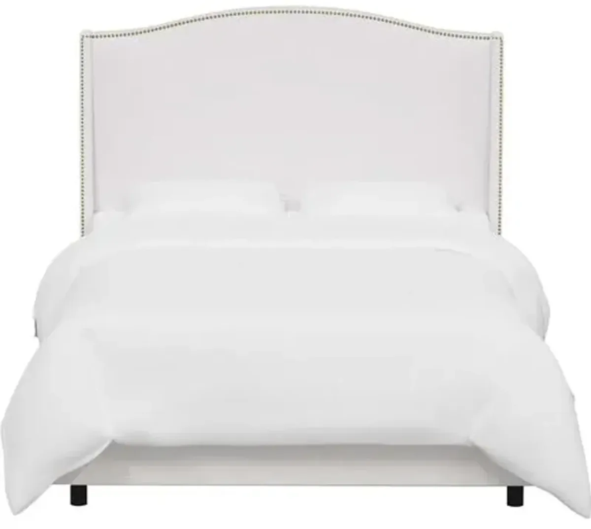 Cole Wingback Bed - Velvet - White, Comfortable, Durable