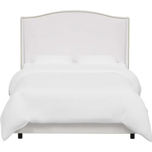 Cole Wingback Bed - Velvet - White, Comfortable, Durable