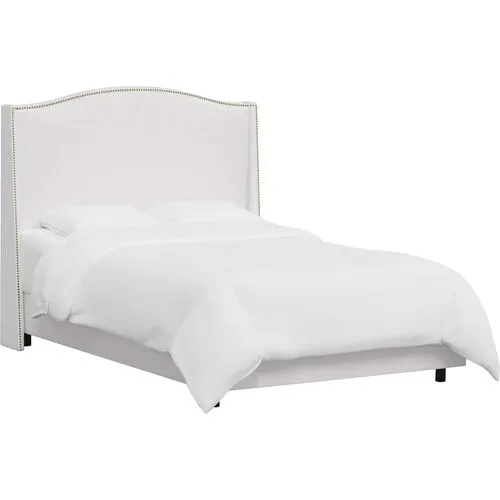 Cole Wingback Bed - Velvet - White, Comfortable, Durable