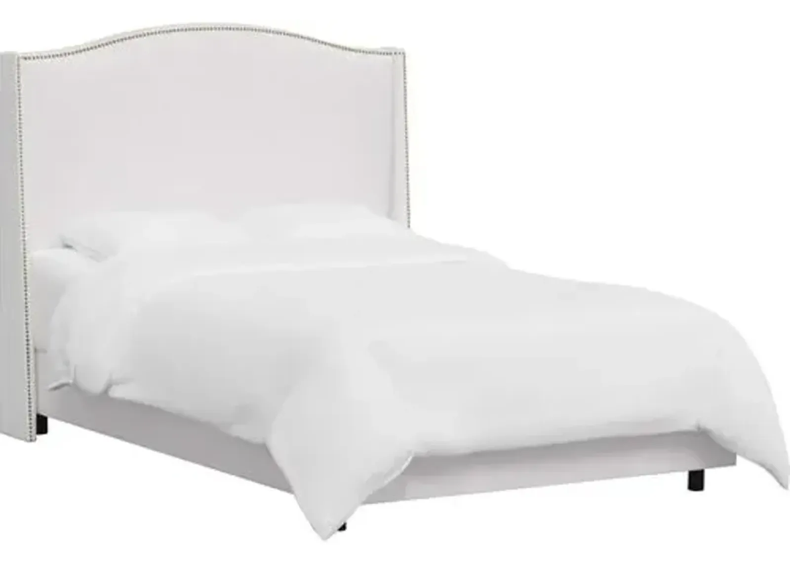 Cole Wingback Bed - Velvet - White, Comfortable, Durable