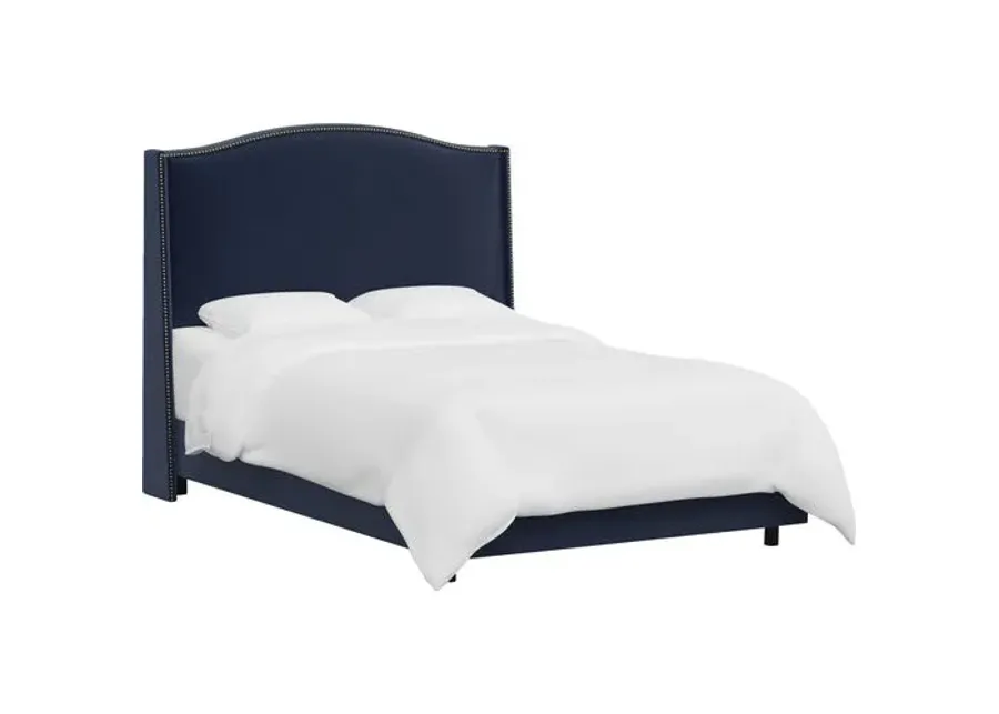 Cole Wingback Bed - Velvet - Blue, Comfortable, Durable