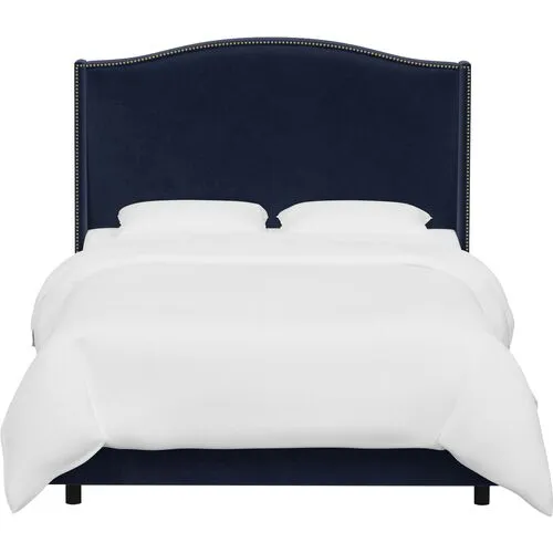 Cole Wingback Bed - Velvet - Blue, Comfortable, Durable