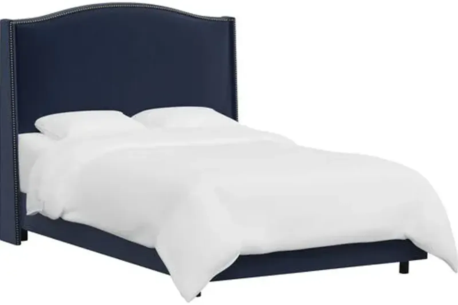 Cole Wingback Bed - Velvet - Blue, Comfortable, Durable