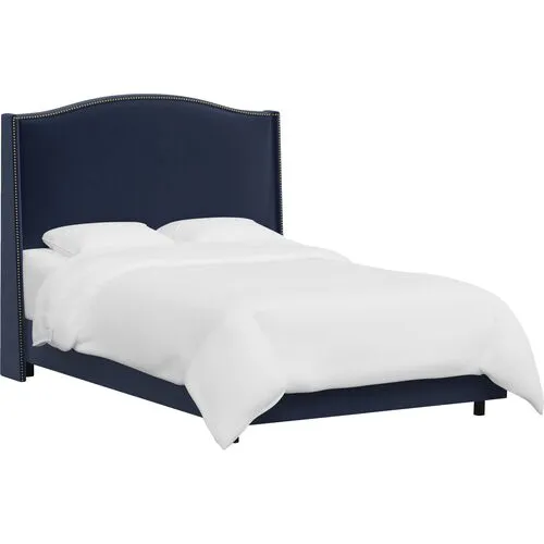 Cole Wingback Bed - Velvet - Blue, Comfortable, Durable