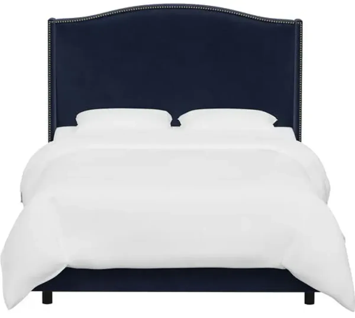 Cole Wingback Bed - Velvet - Blue, Comfortable, Durable