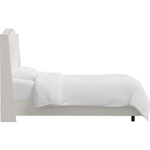 Cole Wingback Bed - Boucle - White, Comfortable, Durable