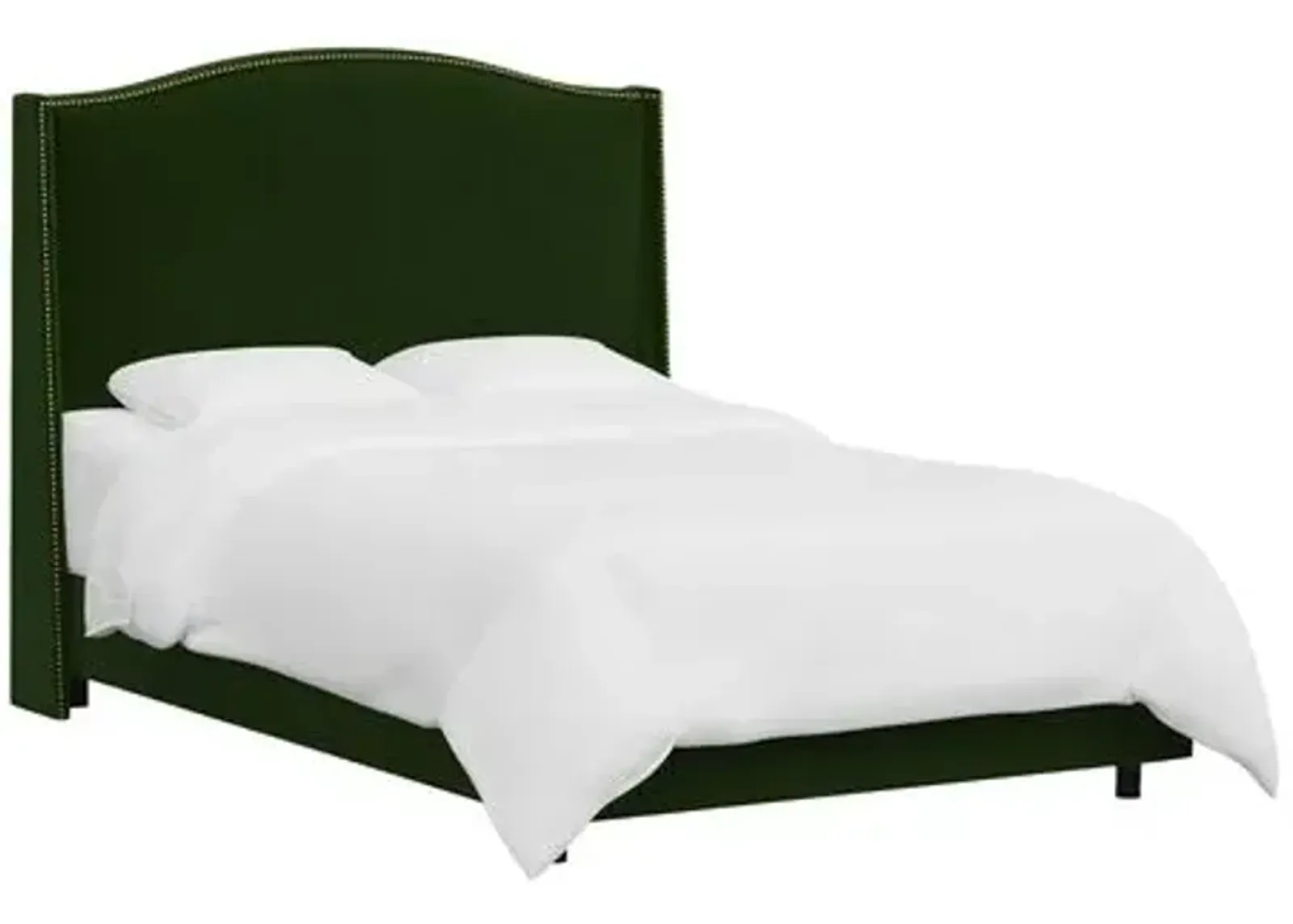 Cole Wingback Bed - Velvet - Green, Comfortable, Durable