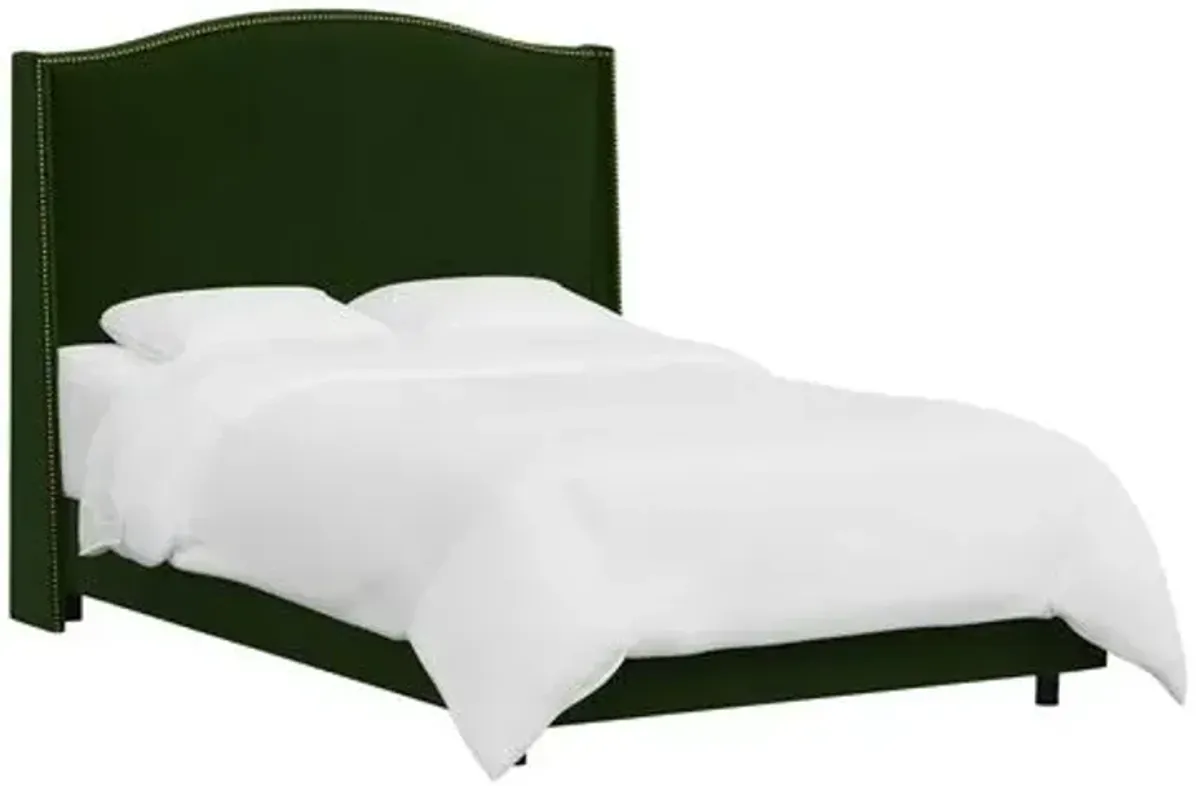 Cole Wingback Bed - Velvet - Green, Comfortable, Durable