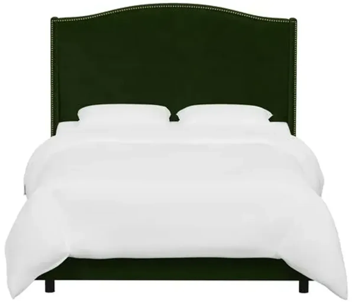 Cole Wingback Bed - Velvet - Green, Comfortable, Durable