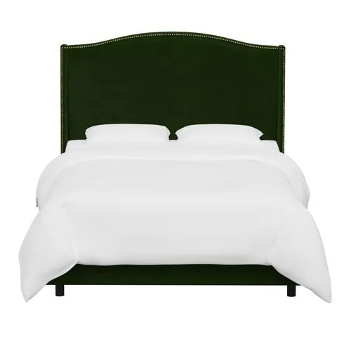 Cole Wingback Bed - Velvet - Green, Comfortable, Durable