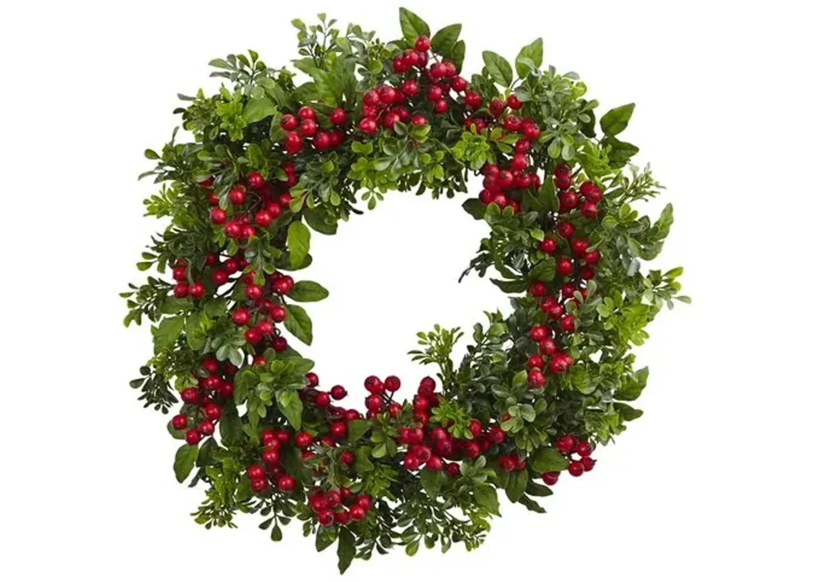 24in. Berry Boxwood Wreath - Red