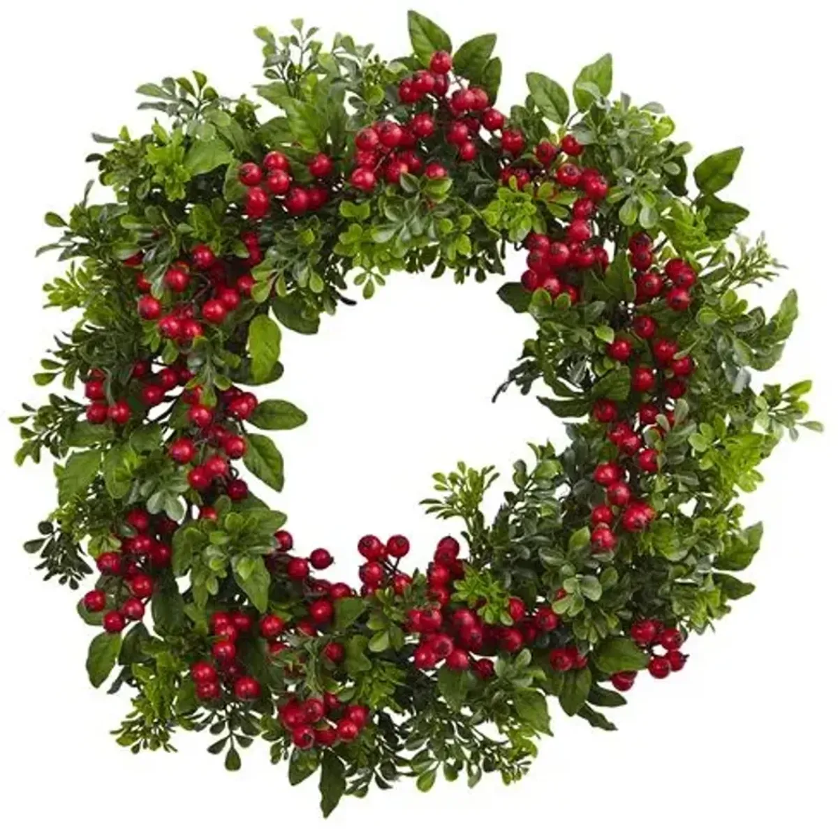 24in. Berry Boxwood Wreath - Red