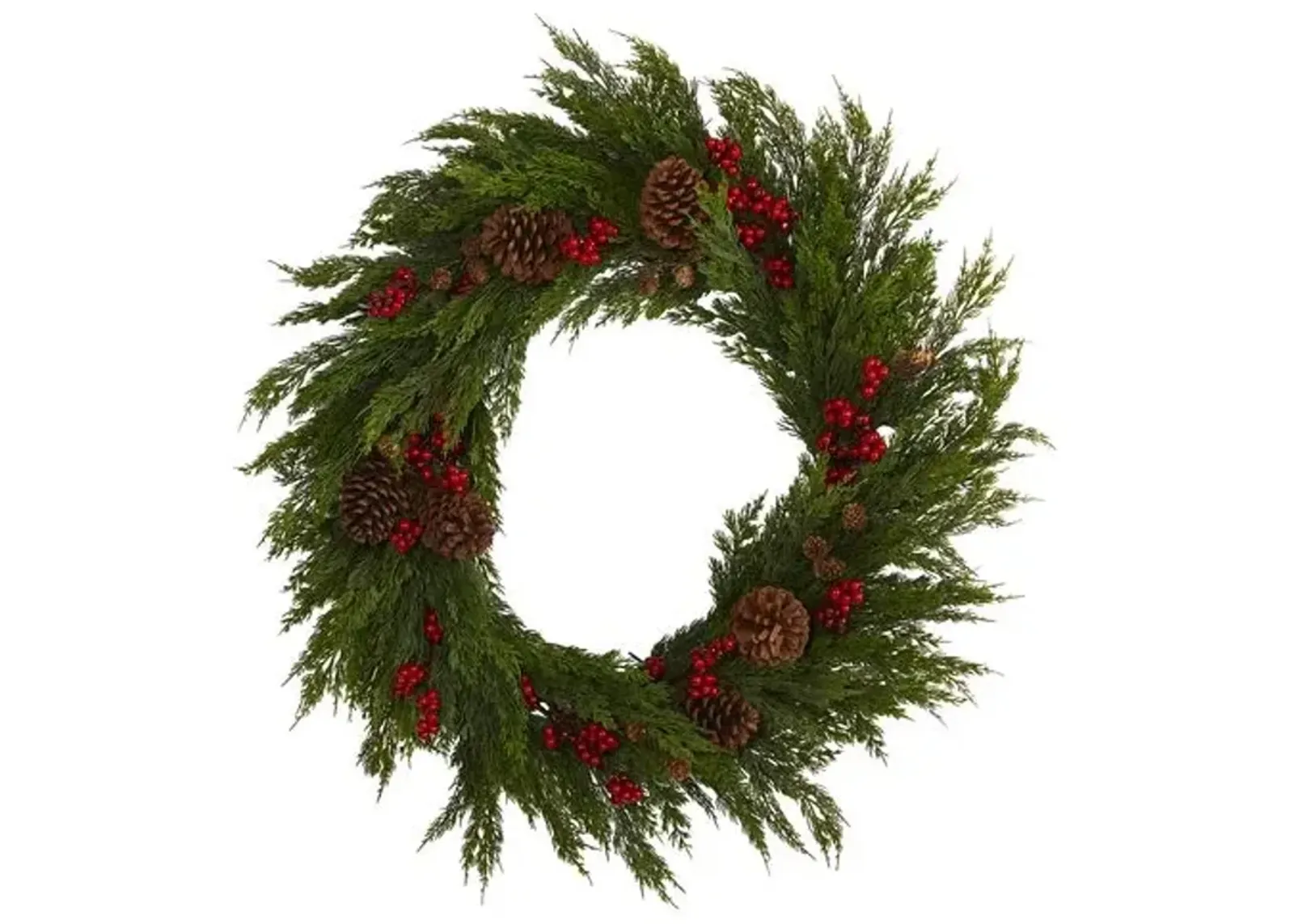 Cypress Wreath 32" - Faux - Green