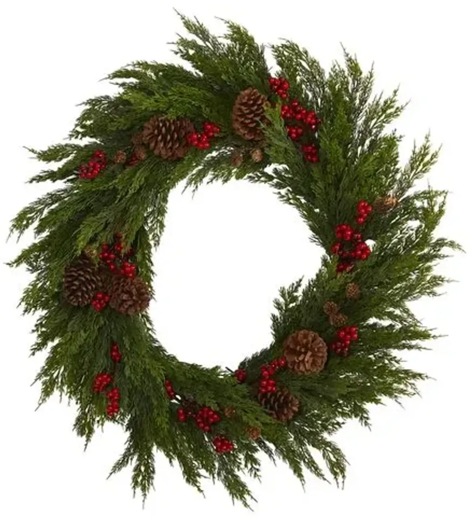 Cypress Wreath 32" - Faux - Green