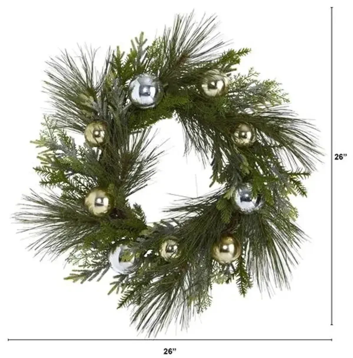 Pine Wreath 26in. Green - Faux