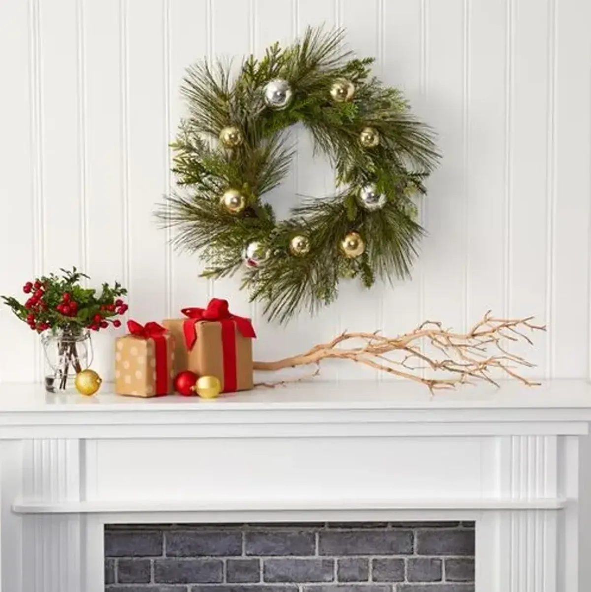 Pine Wreath 26in. Green - Faux