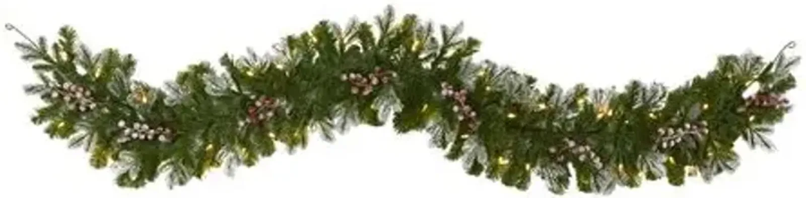 Faux Pine/Berries Garland 72" - Green