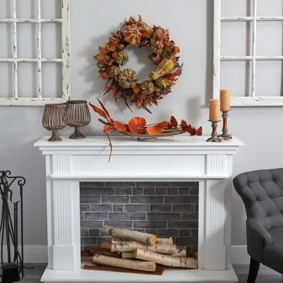 28in. Autumn Pumpkin Wreath - Orange