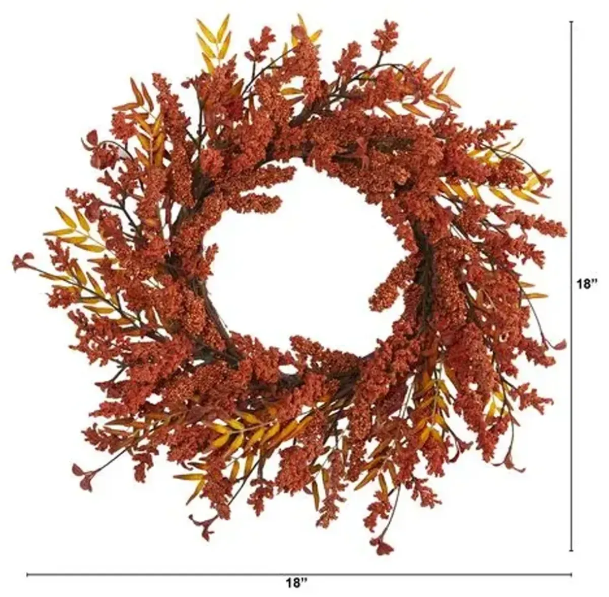 Faux 18in Foliage/Berry Wreath - Orange