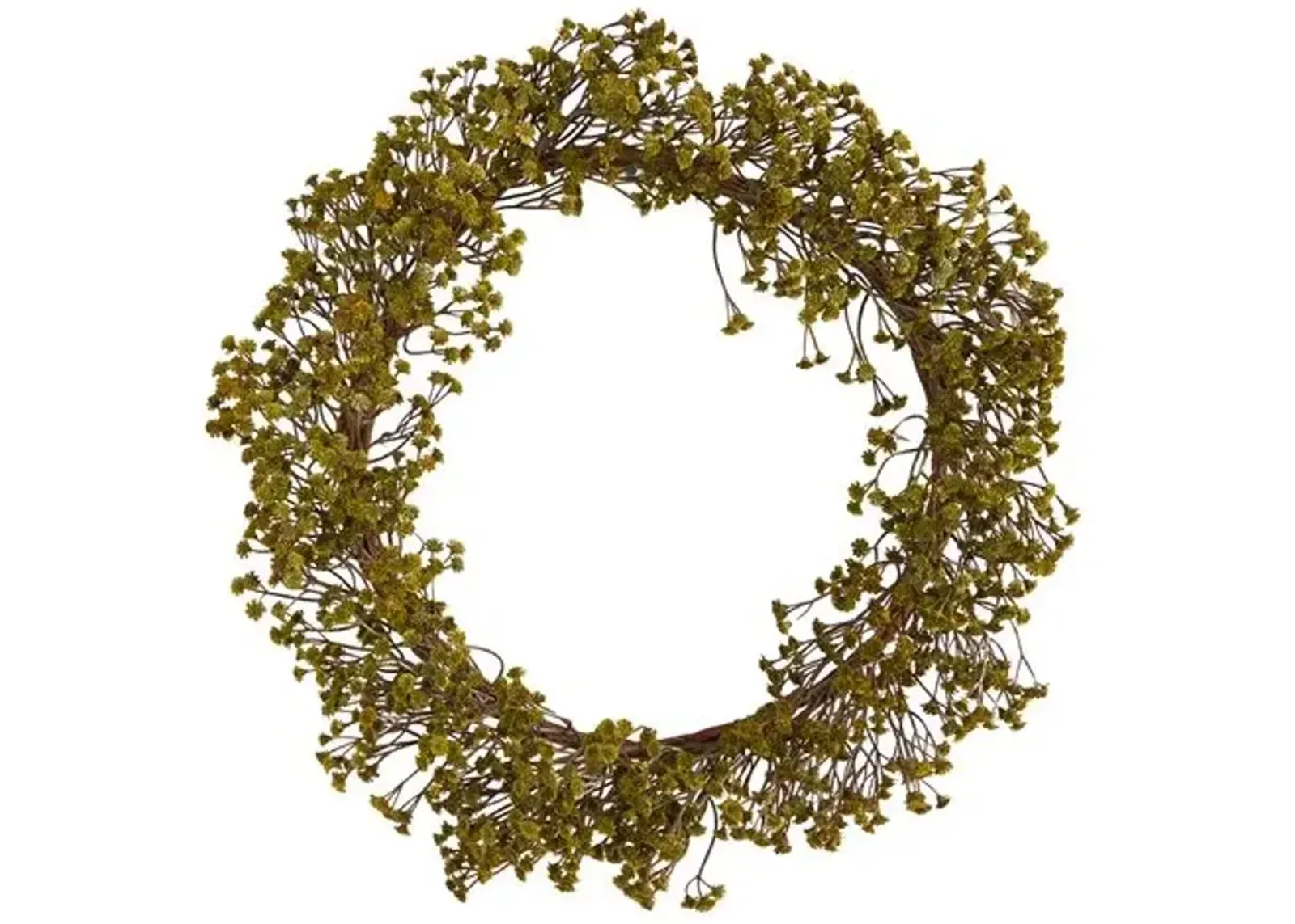 Faux 20in Gypsophila Wreath - Green