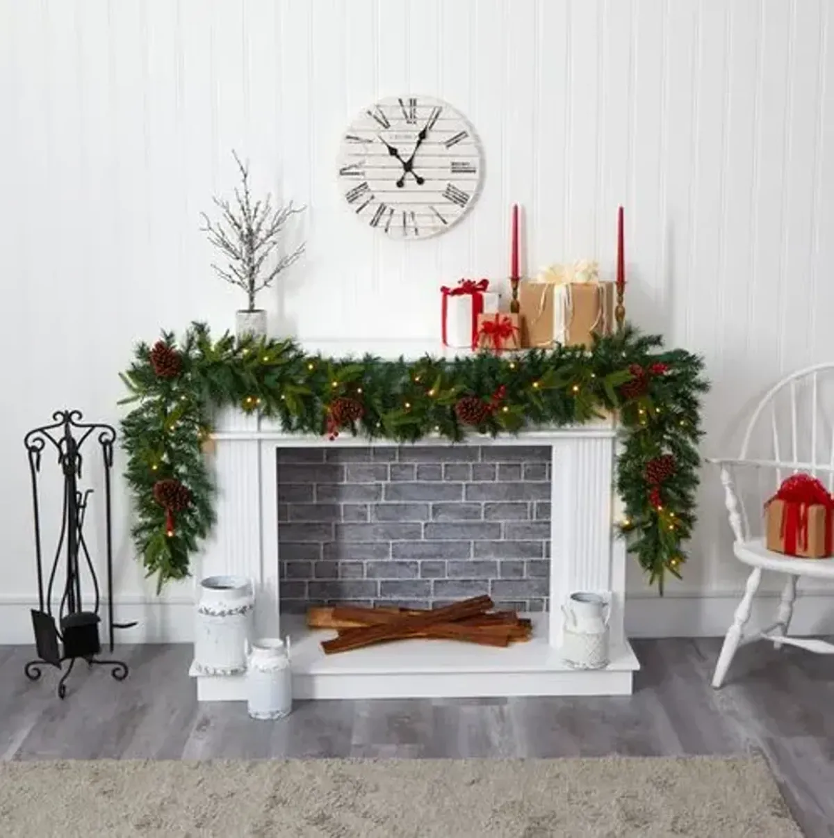 Faux 9' Pine Garland - Green