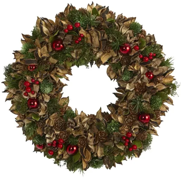 Faux 15in Pine/Pinecone Wreath