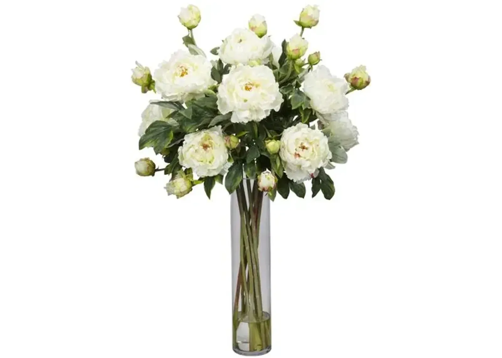 Faux Peony Floral Arrangement - White