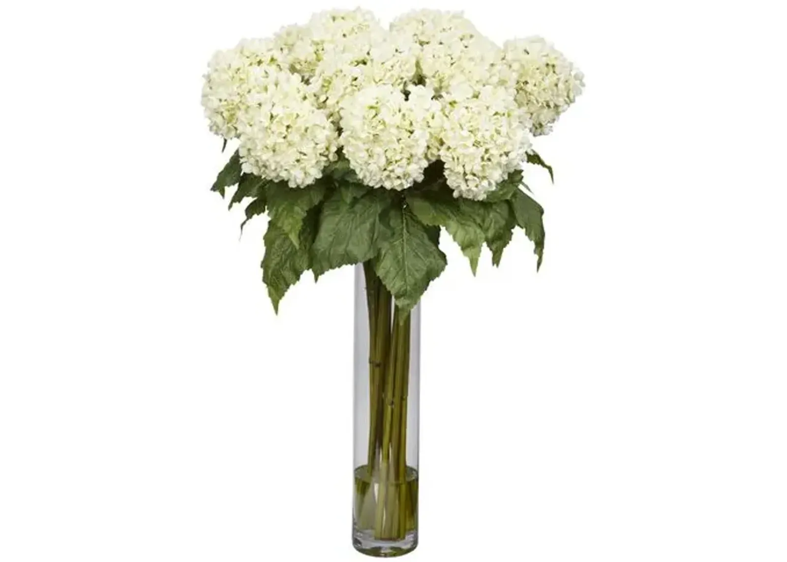 Faux Hydrangea Floral Arrangement - White