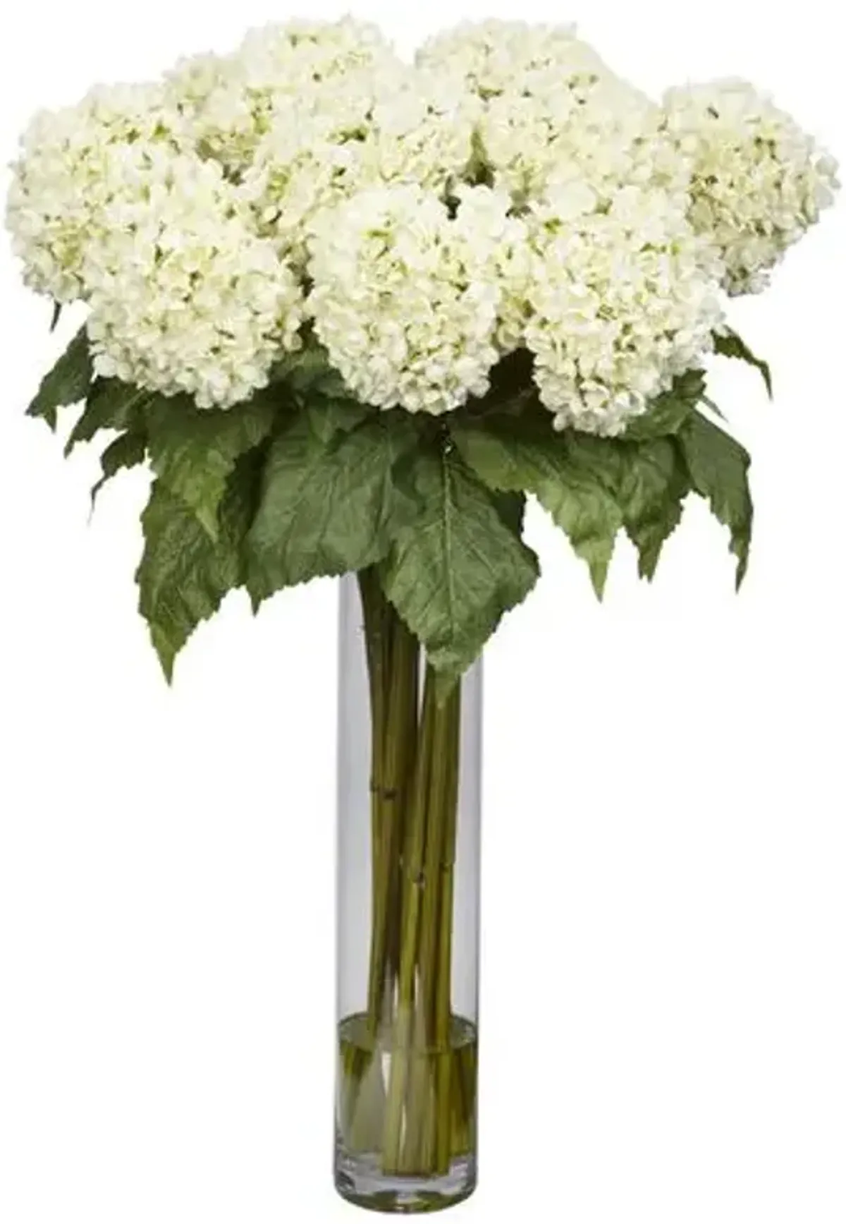 Faux Hydrangea Floral Arrangement - White