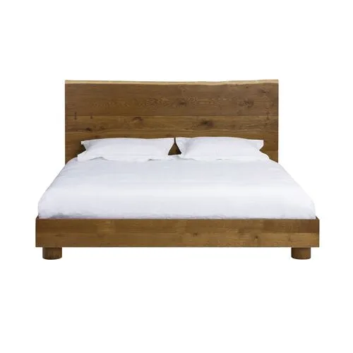 Lyon Live Edge Oak Bed - Tulsi Home - Brown