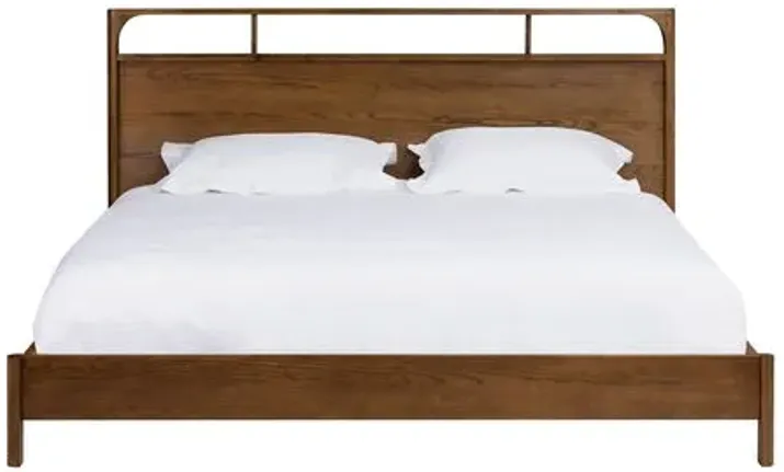 Hugo Oak Bed - Walnut - Tulsi Home - Brown