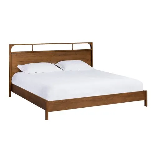 Hugo Oak Bed - Walnut - Tulsi Home - Brown